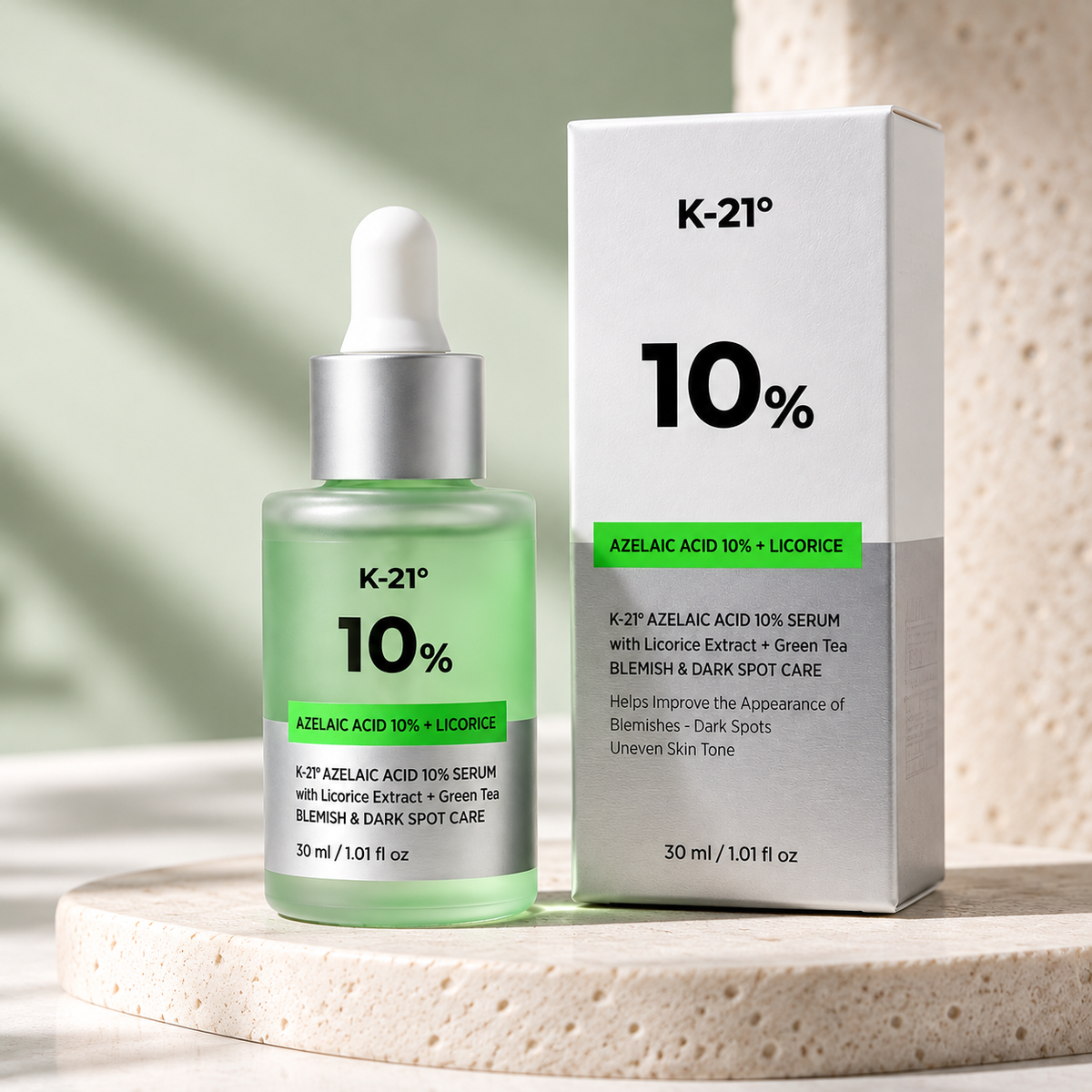 Azelaic Acid Serum formulated with licorice root extract to support a brighter-looking complexion.